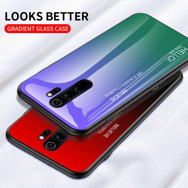 Ốp Điện Thoại Kính Cường Lực Màu Gradient Cho Xiaomi Redmi Note 8 Pro Note8