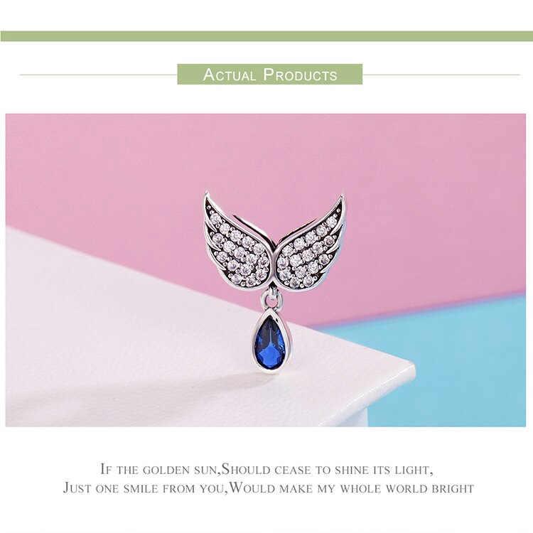 Hạt xỏ vòng tay Bamoer SCC481 bằng bạc 925 hình đôi cánh thiên thần dễ thương