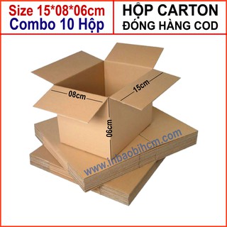 10 hộp carton đóng hàng 15x8x6 cm (Hộp dày dặn, 3 lớp, cứng, chuẩn Ship COD - Thùng giấy - Hộp giấy carton giá rẻ)