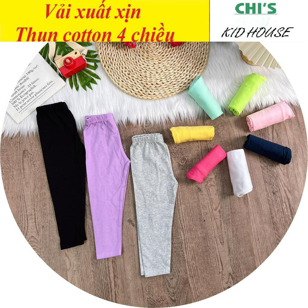 SET 3 QUẦN LEGGING TRƠN DÀI THUN COTTON 4 CHIỀU CHO BÉ GÁI 9-41KG