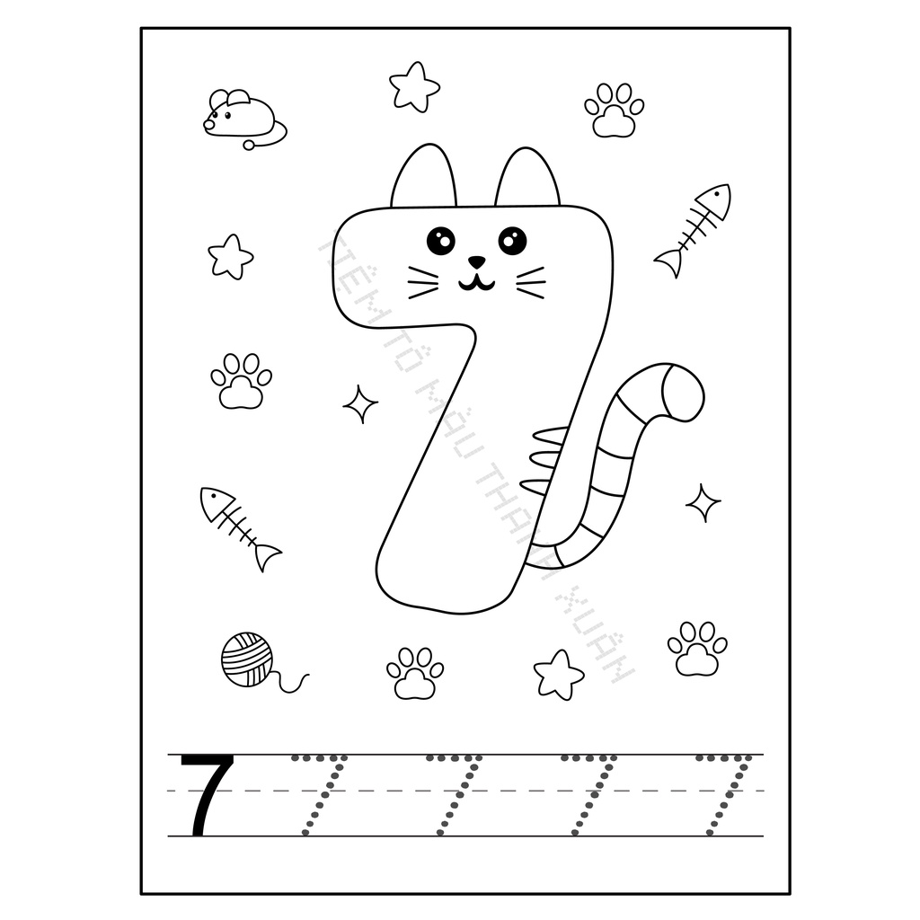 Set 26 Tờ Bảng Chữ Cái Tiếng Anh Và 10 Tờ Chữ Số Hình Mèo Cute Cho Bé - Tiệm Tô Màu Thanh Xuân