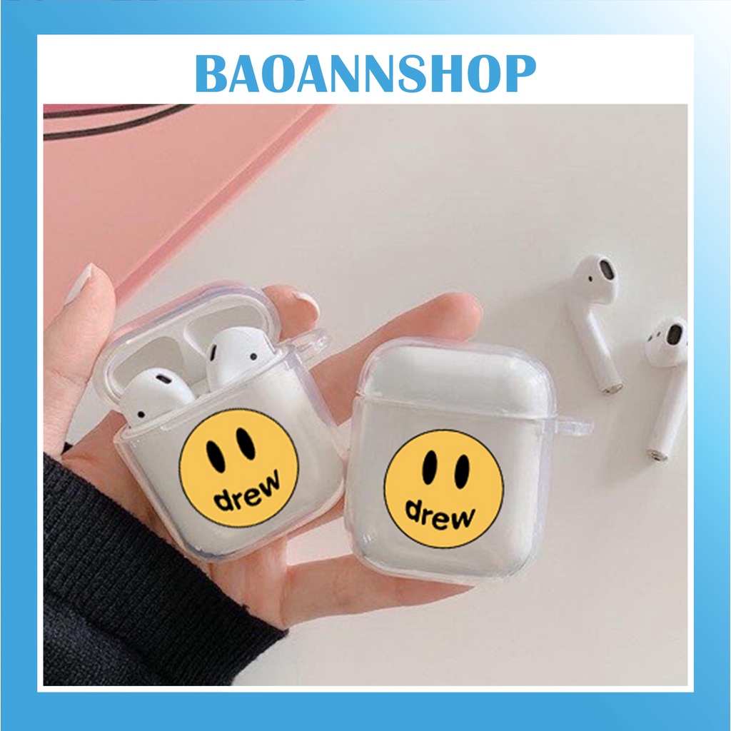 Case Air.pod 1/2/3 Pro Vỏ Ốp Bọc Tai Nghe Hình mặt cười drew Dễ Thương Chất Liệu Silicon Dẻo kèm móc cài