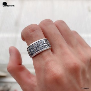 Nhẫn nam bạc thái s925 chữ Phúc bình an, may mắn - Ganes Silver