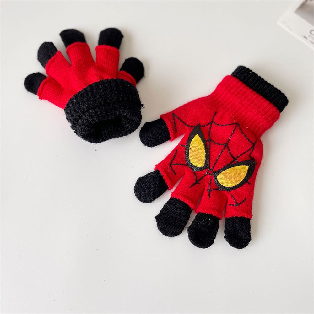 Găng tay giữ ấm chống gió bằng acrylic mềm hình người nhện đơn giản cho trẻ em