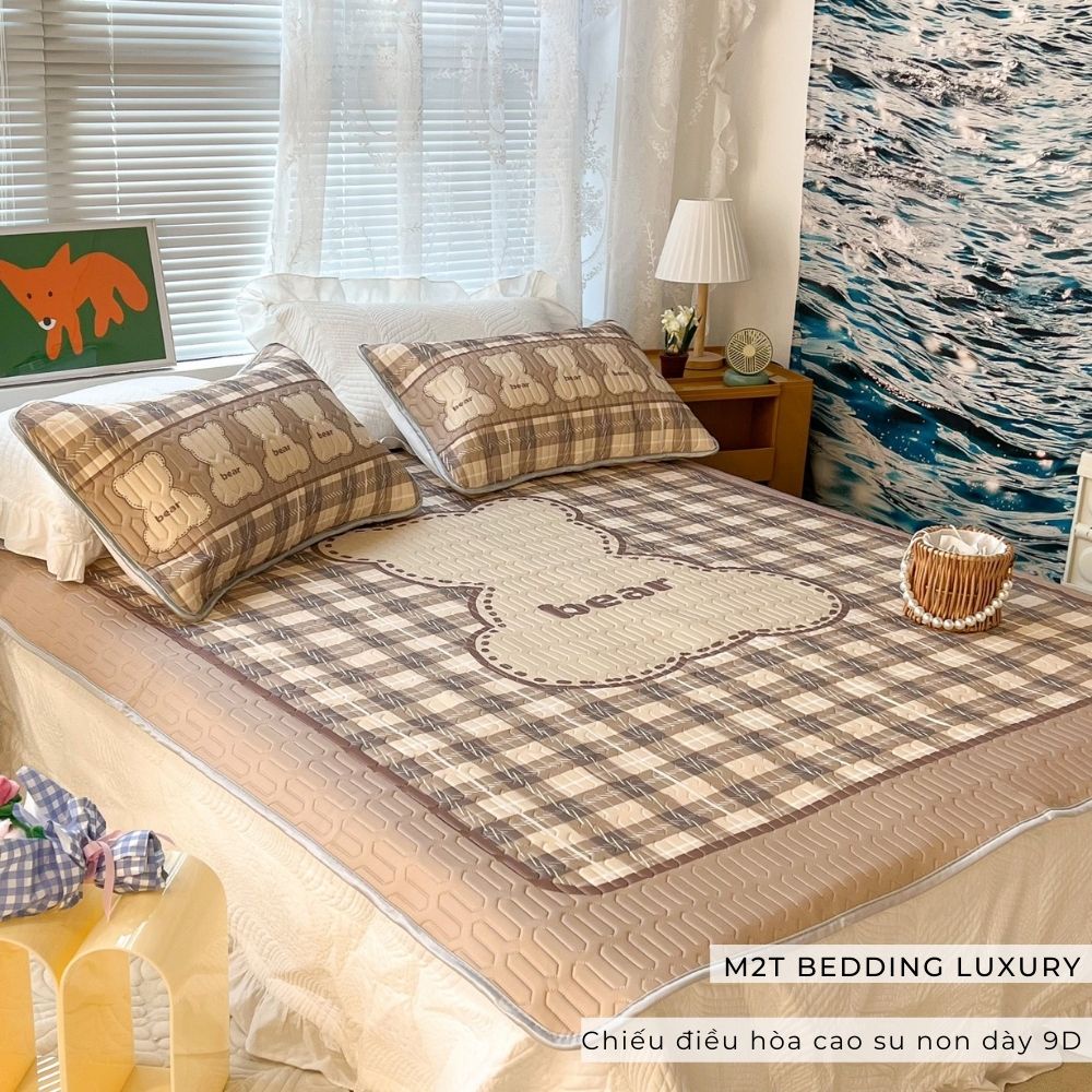 Chiếu điều hòa cao su non 9D M2T BEDDING Luxury vải lụa Tencel mát cao su non Latex mềm mịn đủ kích thước m6/m8/2m2