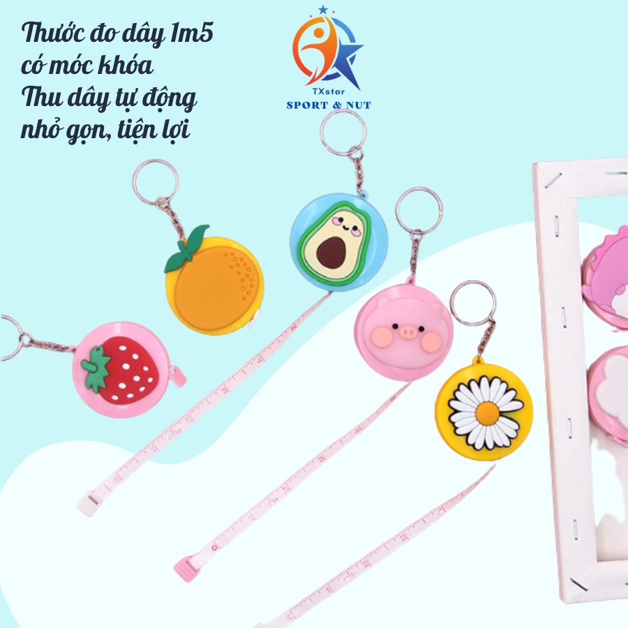Thước dây đo có móc treo và nút bấm tiện lợi 1m5 TXstar siêu cute tiện ích