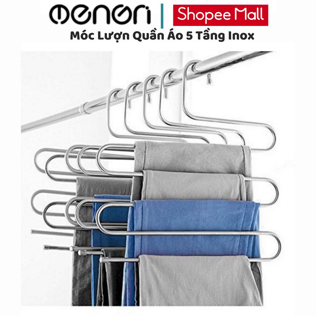 Móc treo quần và khăn inox 5 tầng uốn lượn tiện lợi đa năng tiết kiệm không gian tủ quần áo Beecook