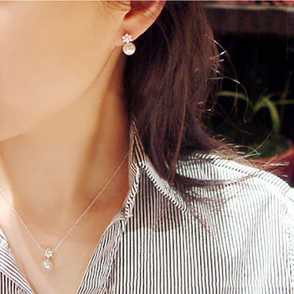 1 Đôi Bông Tai Hình Hoa Tuyết Đính Đá Và Ngọc Trai Thời Trang Cho Nữ