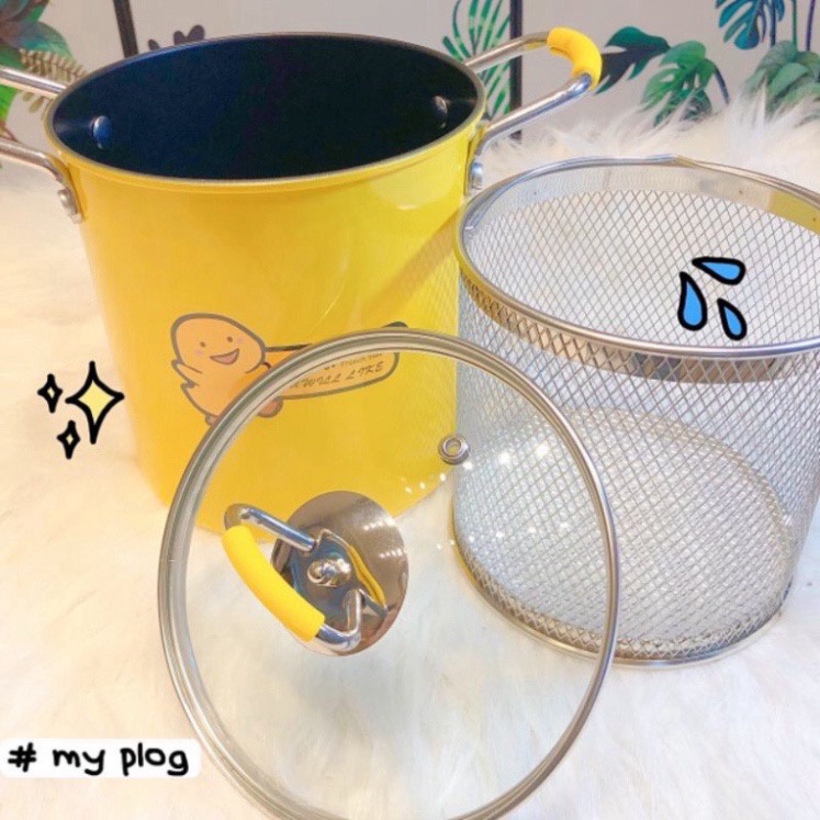 Nồi Chiên Ngập Dầu Vịt Vàng Kèm Giỏ Inox Sử Dụng Được Tất Cả Các Loại Bếp