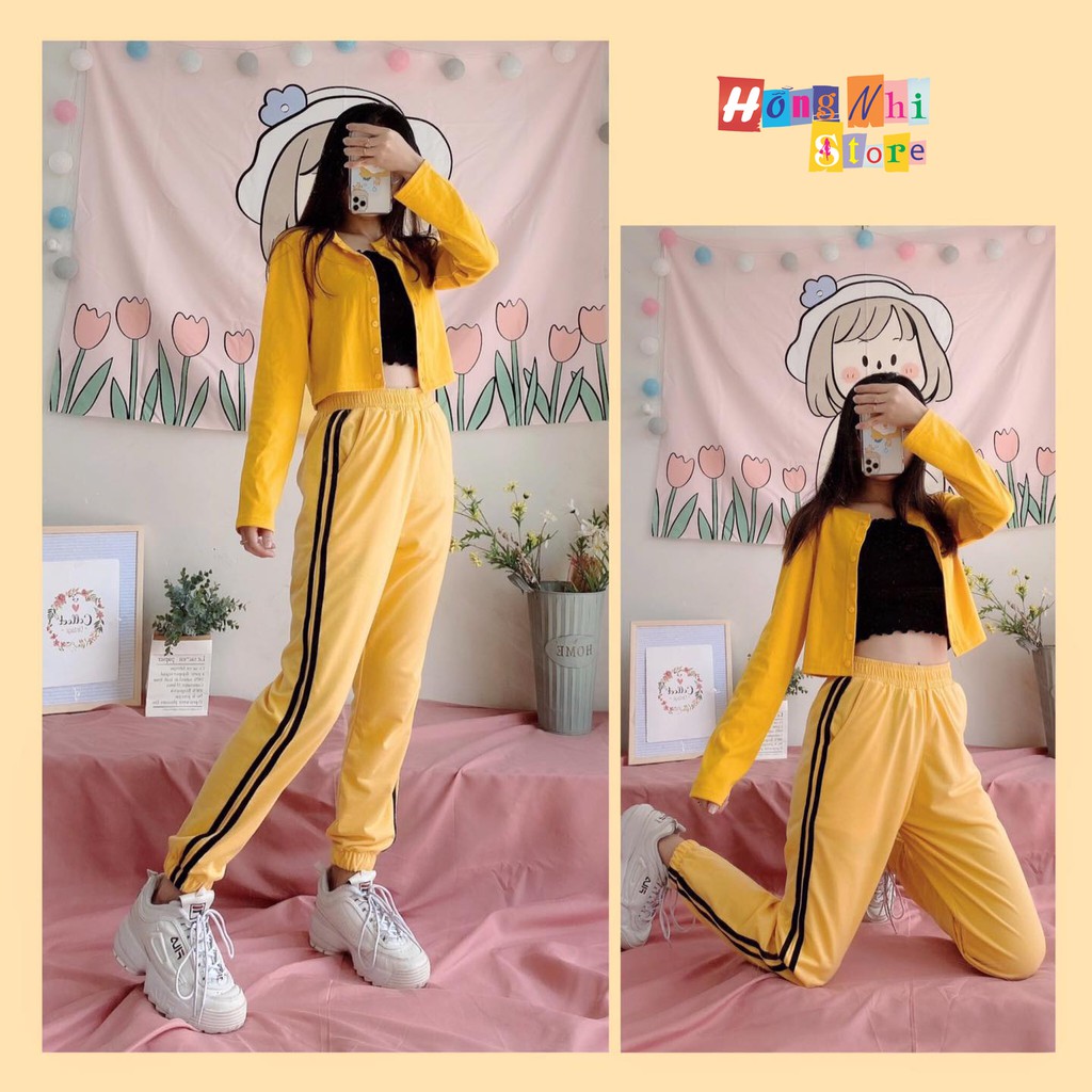 Quần Jogger Line Ulzzang Unisex Jogger Vàng 2 Sọc Đen Dáng Rộng - MM