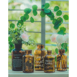 Lọ thủy tinh nâu vintage cắm hoa siêu xinh