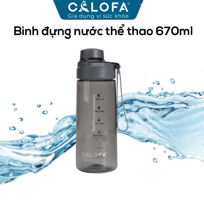 Bình đựng nước thể thao Calofa CA-100 dung tích 670ml - Chất liệu nhựa Tritan, Nhựa PP, Silicon