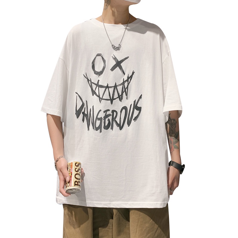 Áo Thun Tay Ngắn Dáng Rộng Phong Cách Hip Hop Hàn Quốc Cá Tính Cho Nam Size S-8Xl