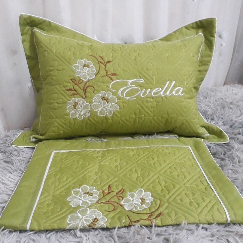 Vỏ gối nằm thêu hoa ,vỏ gối đầu cotton satin màu ,kt 45×65 hàng đẹp -