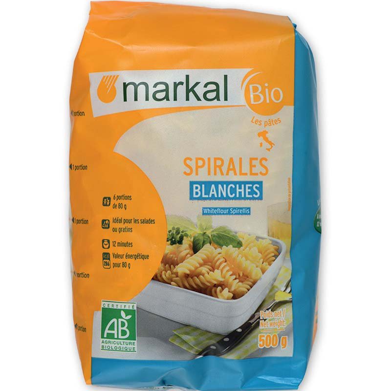 Mì xoắn trắng hữu cơ Pháp Markal 500 gr