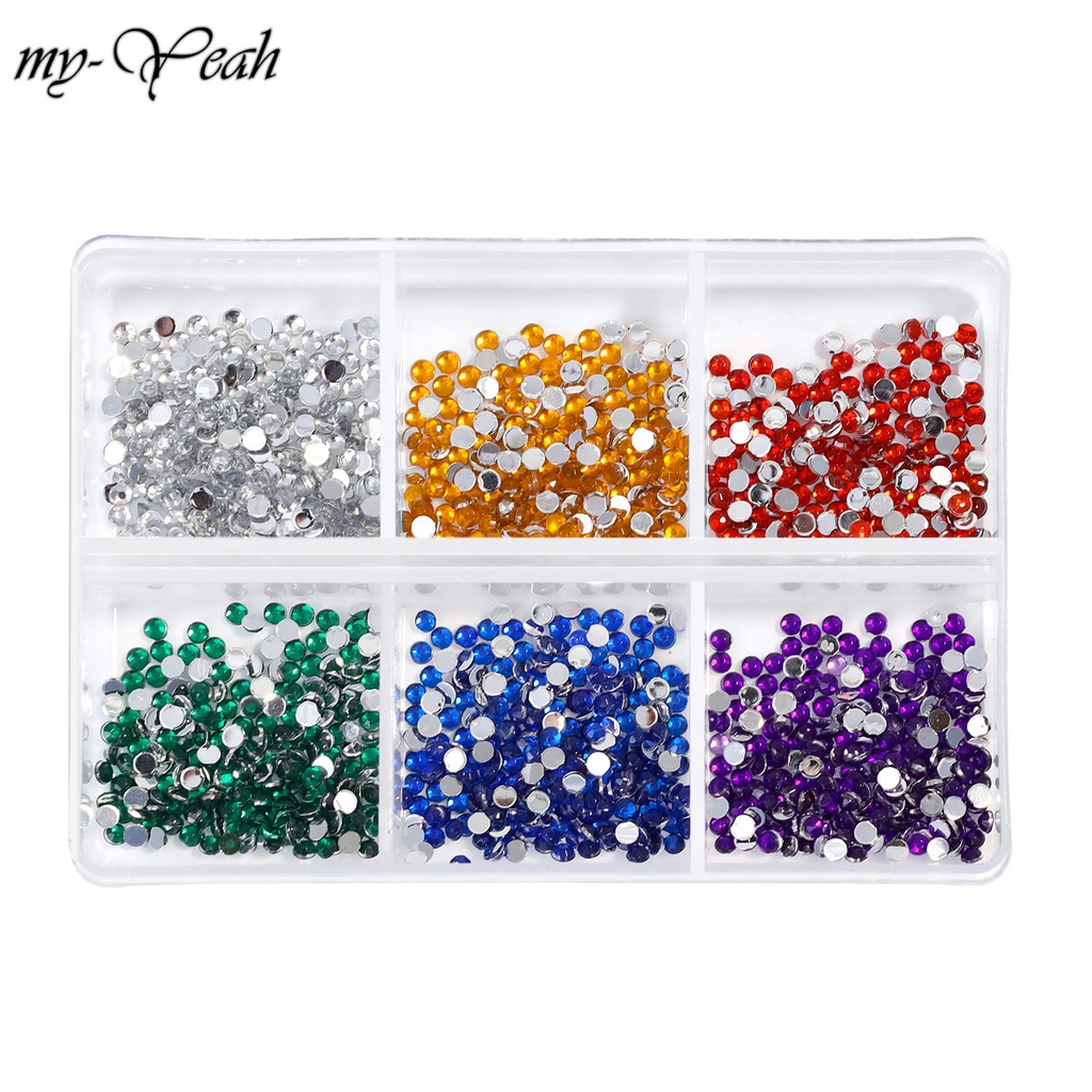 MONJA [Hàng mới về] Hộp 6 loại đá trang trí móng 3D nghệ thuật nhiều màu tiện dụng