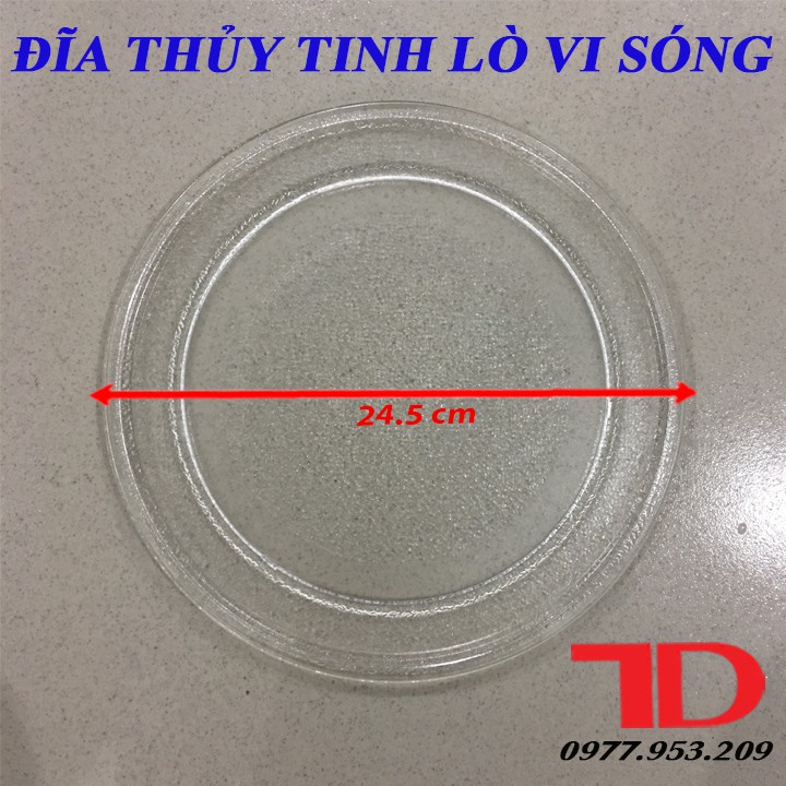 Đĩa Thủy Tinh Lò Vi Sóng Không Mấu 24.5 CM