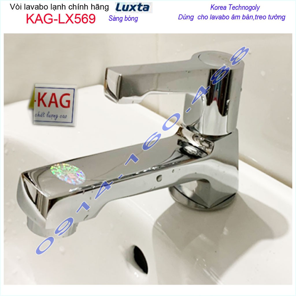 Vòi lavabo lạnh Luxta KAG-LX569 tay gạt vuông, Vòi chậu rửa nước mạnh chrome bóng thiết kế đẹp chất lượng siêu bền