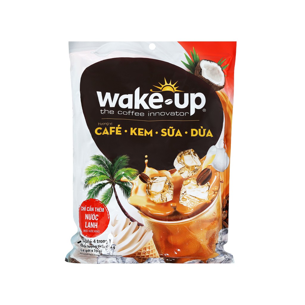 Cà phê Sữa Wake Up Sài Gòn 456g (24gói x 19gram) date mới