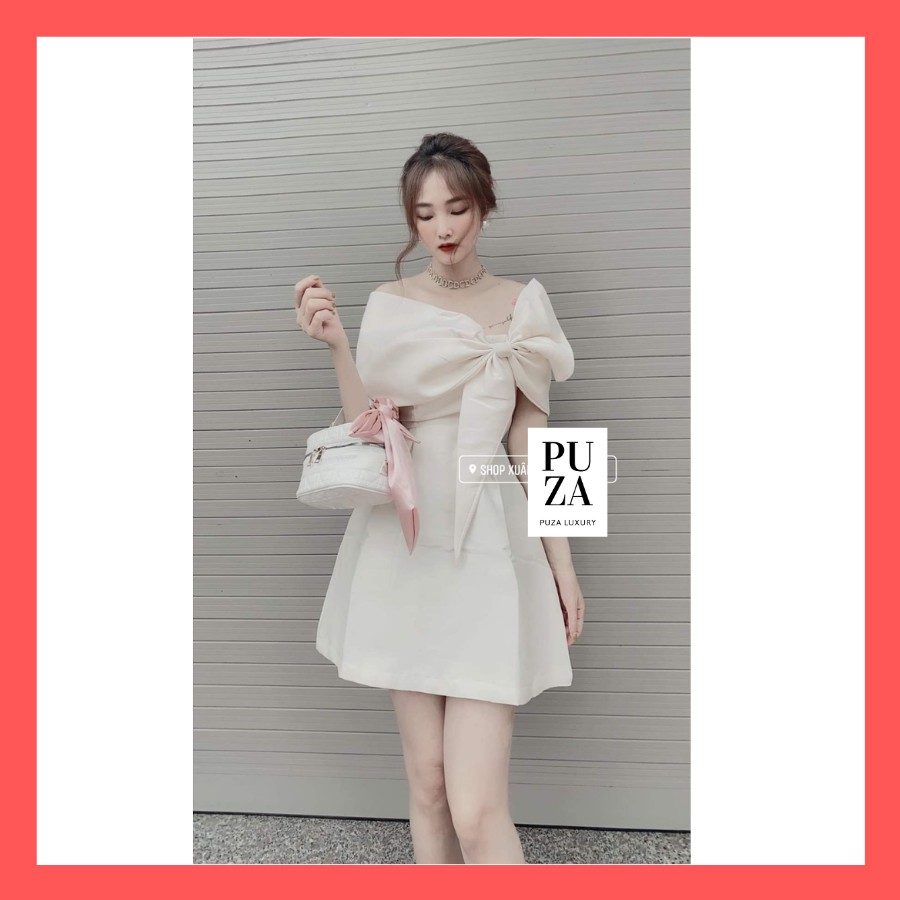 Váy thiết kế xòe,váy nơ ngực hở vai cực xinh đáng yêu,tôn dáng | BigBuy360 - bigbuy360.vn