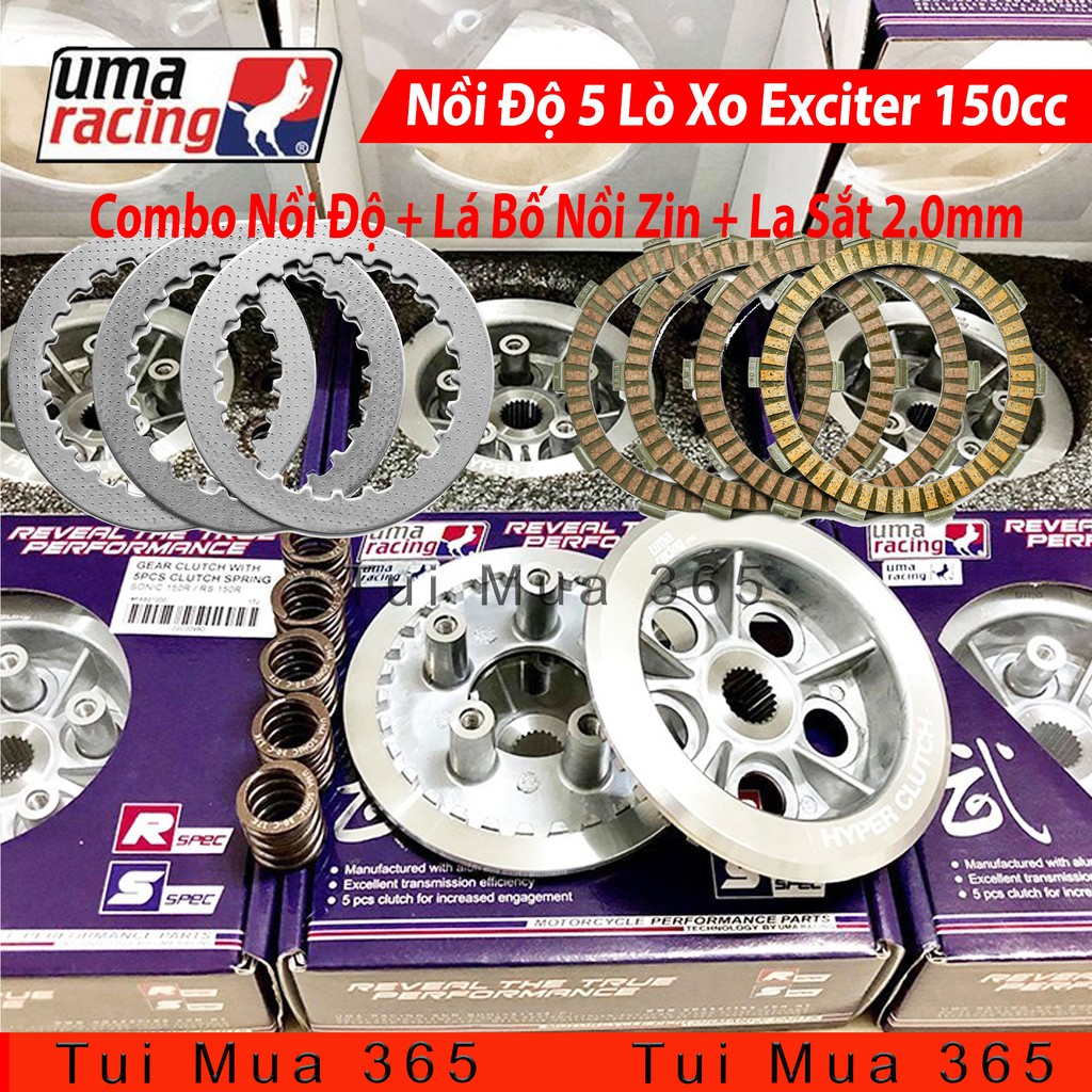 Full Nồi Độ Uma Racing 5 Lò Xo Dùng Cho Exciter 150cc Kèm Bộ Lá Bố Nồi Và Lá Sắt