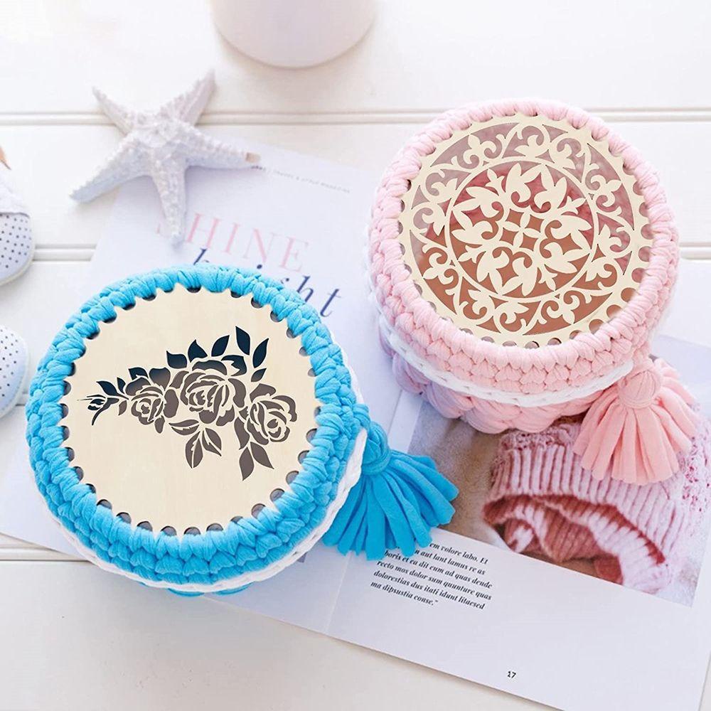 YIYU Giỏ Đựng Dụng Cụ Đan Len Thêu Họa Tiết Xinh Xắn Trang Trí Nhà Cửa