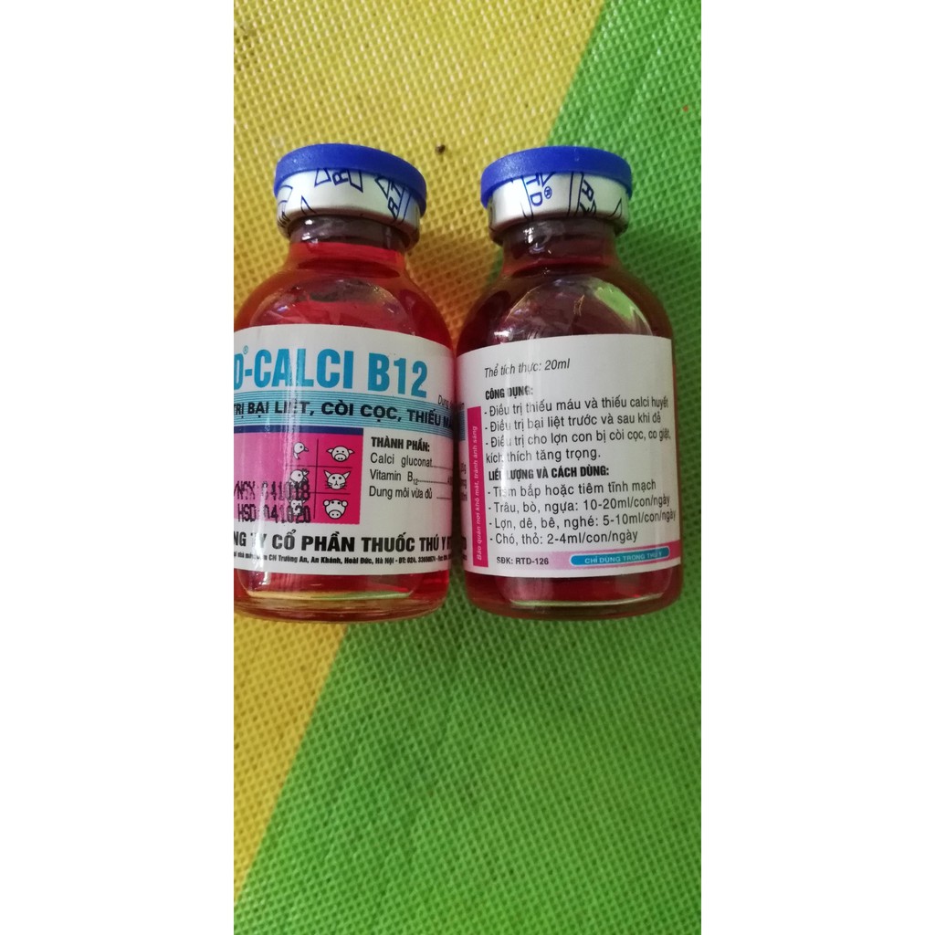 1 lọ RTD - CALCI - B12 loại 20 ml DÙNG CHO CÒI CỌC THIẾU MÁU Chó mèo, gia súc, gia cầm