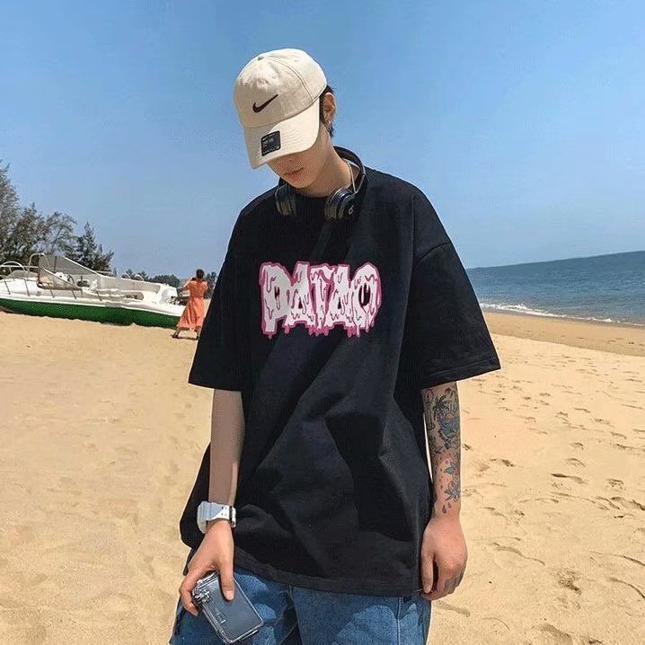 Áo Thun Tay Lỡ In Chữ Phong Cách Hàn Quốc Thời Trang Mùa Hè Mới Cho Nam