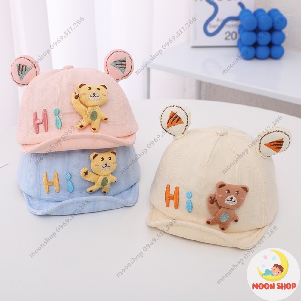 Mũ Lưỡi Trai Thêu Hình Gấu Đáng Yêu Cho Bé Từ 6 Tháng Đến 2 Tuổi Vòng Đầu 48 - 50cm