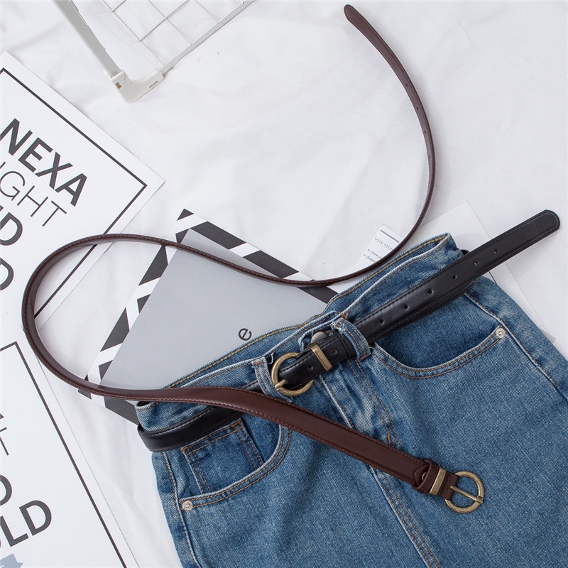 Thắt Lưng Da Pu Mỏng Kiểu Retro Hàn Quốc Dễ Phối Đồ