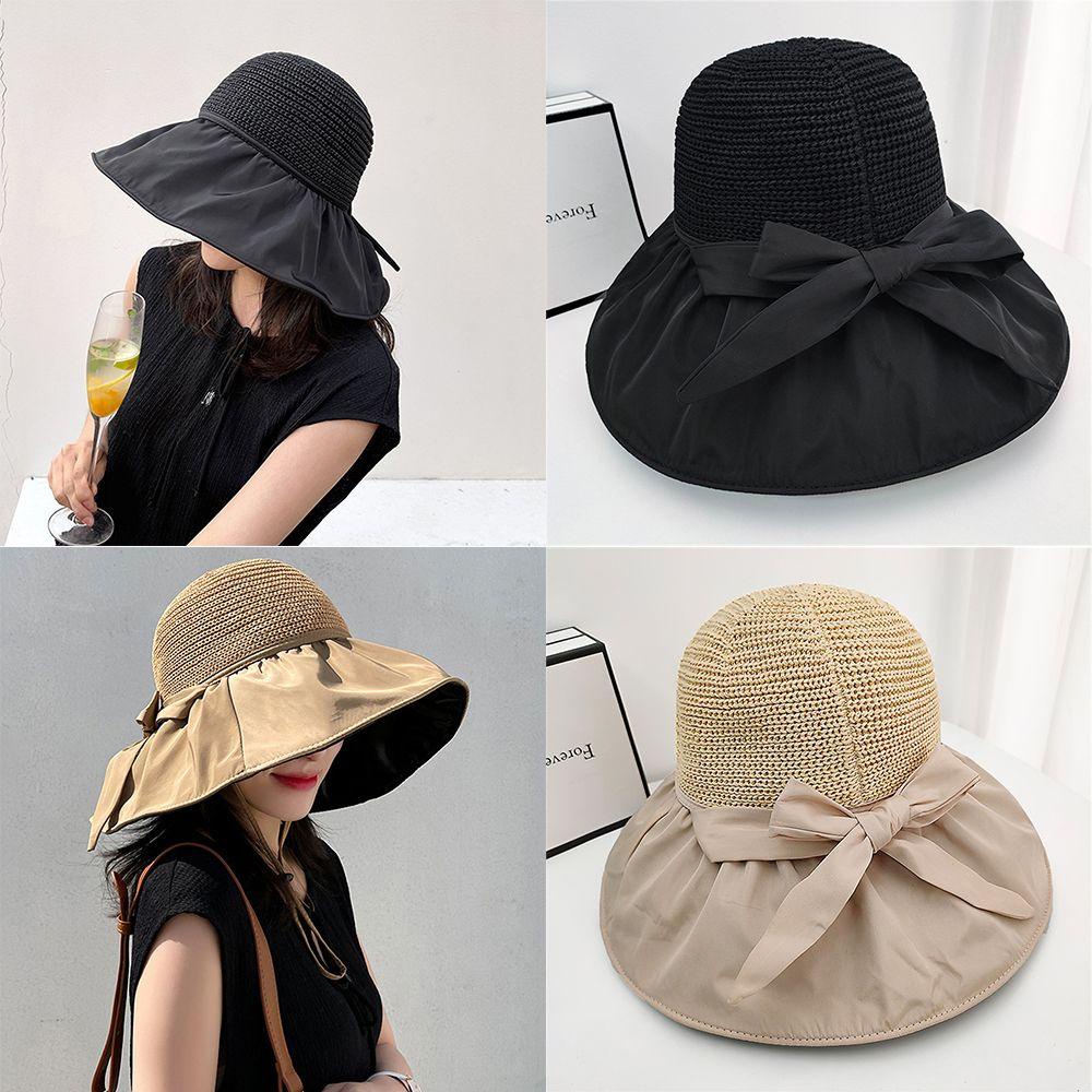 PINEVN Nón Tai Bèo Đan Cói Chống Tia UV Thắt Nơ Xinh Xắn Thời Trang Xuân Hè Cho Nữ