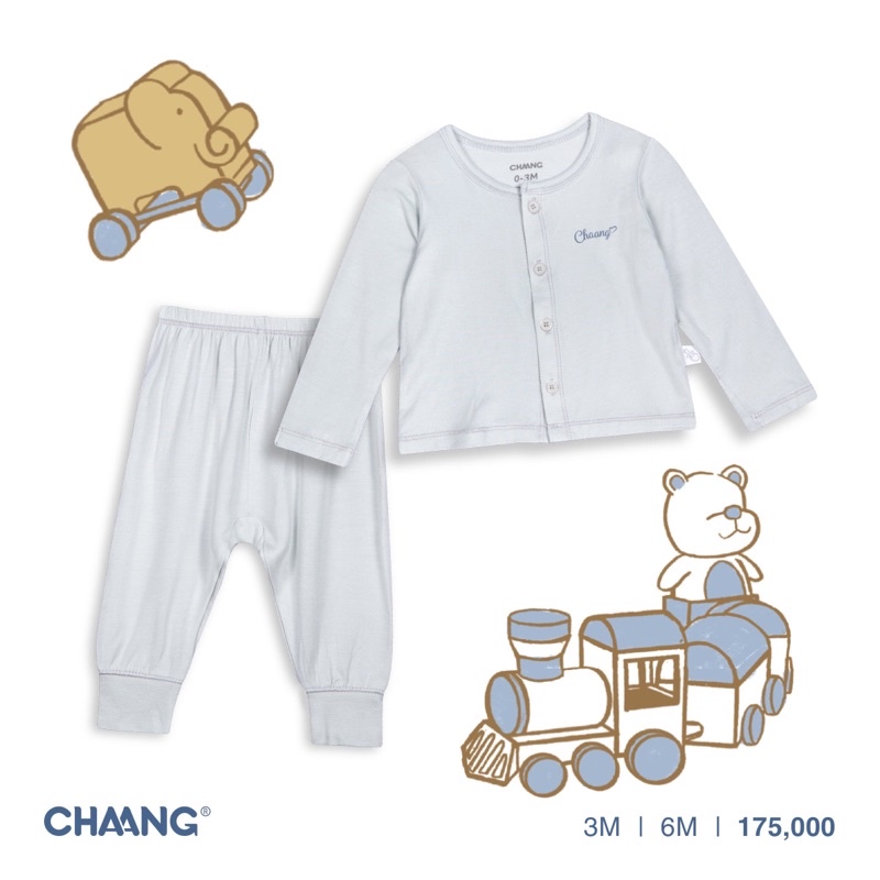 Bộ cài thẳng Chaang sơ sinh bé trai bé gái SS2022D05