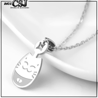 Dây chuyền con mèo thần tài may mắn inox titan giá rẻ không đen & gỉ