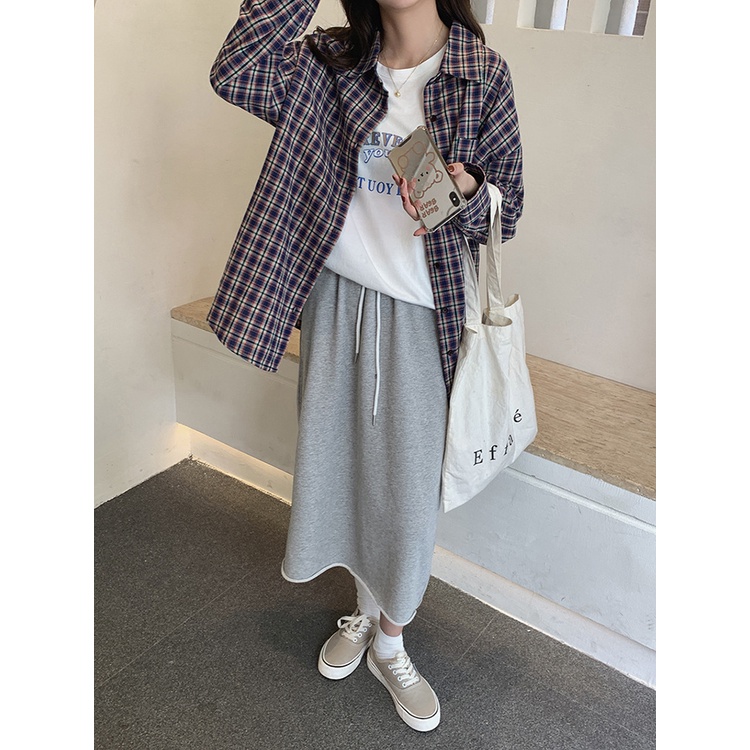 Áo sơ mi nữ Kẻ sọc caro dài tay Retro Cổ điển  Form rộng Sơ mi nữ Thu Đông Cao cấp Ulzzang Hàn Quốc Thời trang
