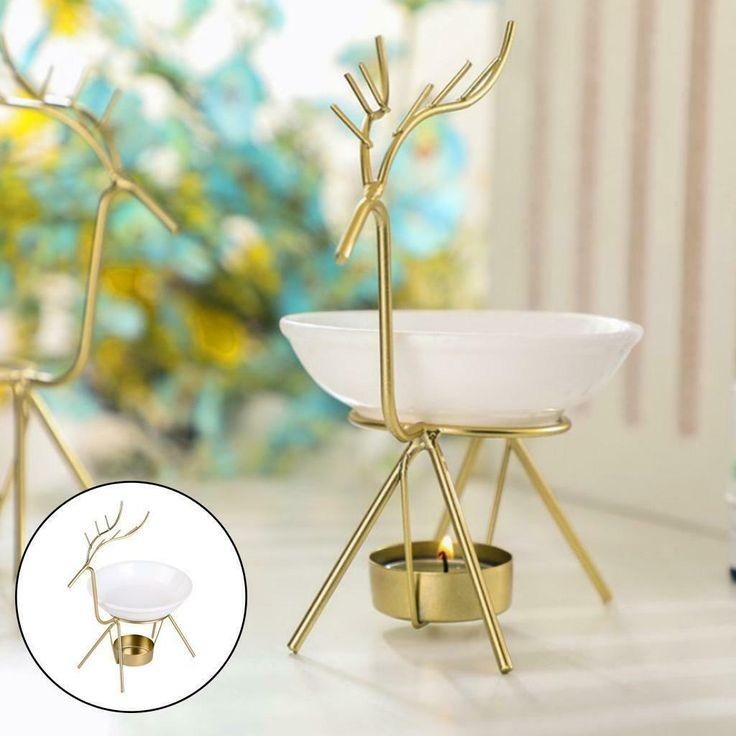 Đèn xông tinh dầu chân sắt đen hình con hươu hiện đại đốt bằng nến tealight - Better Life