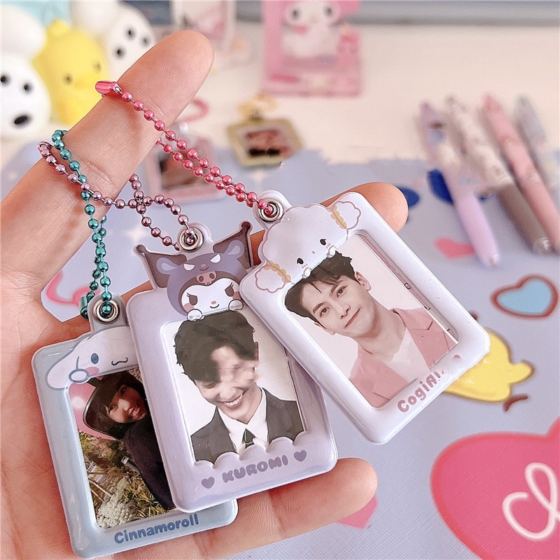 Ví Đựng Thẻ/Ảnh Mini 1 Inch Chống Thấm Nước In Họa Tiết Hoạt Hình Dễ Thương Kèm Móc Treo Xinh Xắn