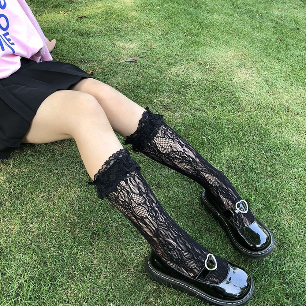 Đôi vớ dài qua bắp chân phối ren phong cách lolita gợi cảm thời trang dành cho nữ