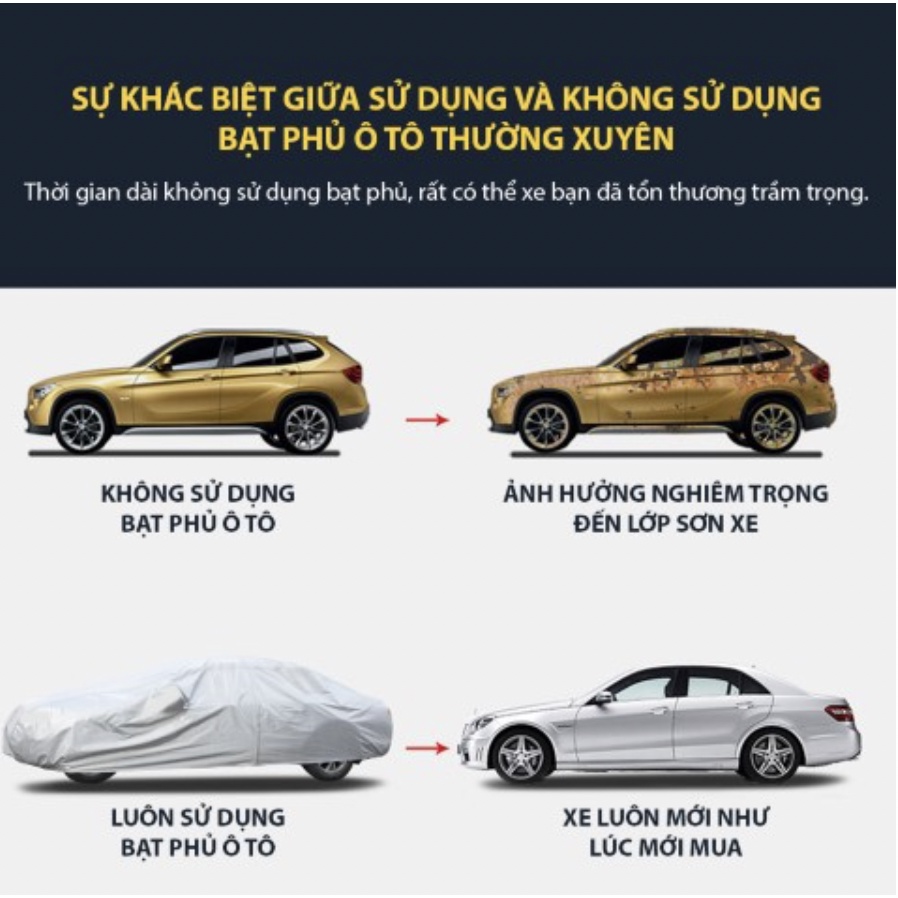 Bạt phủ toàn xe 3 lớp chống xước, chống nắng, chống cháy cho ô tô
