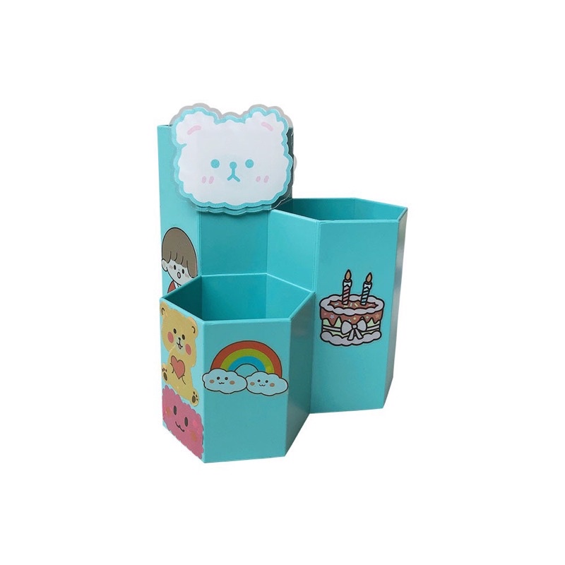 Hộp cắm bút 3 ngăn tặng kèm stjck siêu cute