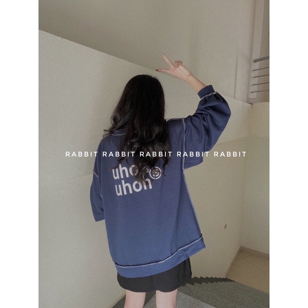 [ẢNH THẬT] Áo nỉ chữ Uhoh Uhoh chỉ nổi chất dày dặn