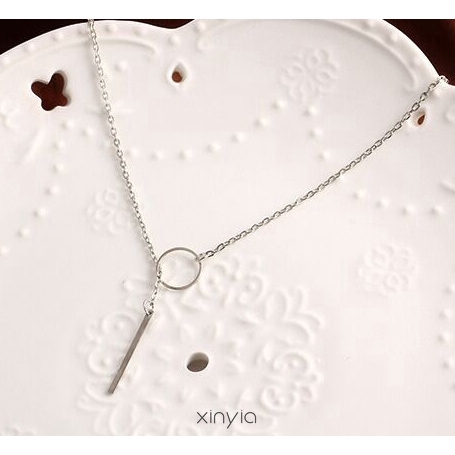 Dây chuyền mặt phối thanh dài và vòng tròn bằng kim loại phong cách thời trang cá tính