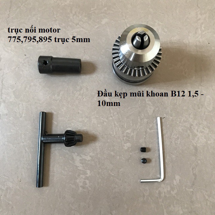 Đầu Kẹp Mũi Khoan B12 1.5 - 10mm dánh cho trục motor 5mm