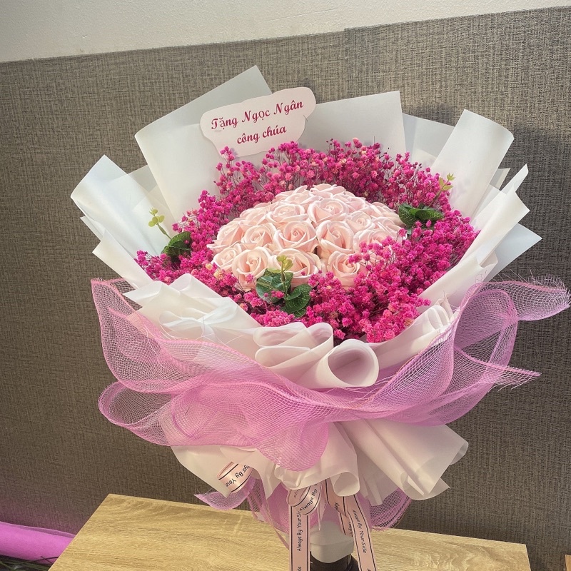 Bó hoa sáp 30 hoa phối baby cao cấp