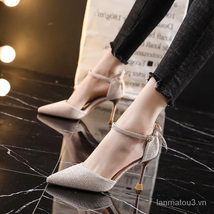 Evening Dress High Heels Students 18 Years Old2021New Style French Style Ankle-Strap Shoes Women's Stiletto Heel Socialite