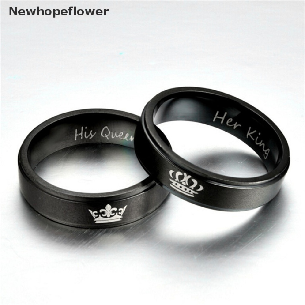Nhẫn Đôi Khắc Chữ His QUEEN HER KING