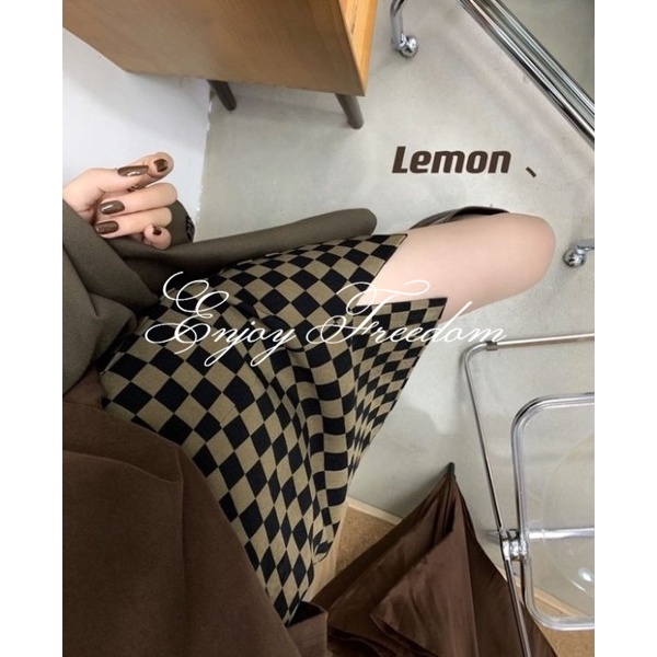 Enjoy Freedom Chân Váy Ôm Hông Họa Tiết Kẻ Sọc Màu Đen Thời Trang Cho Nữ
