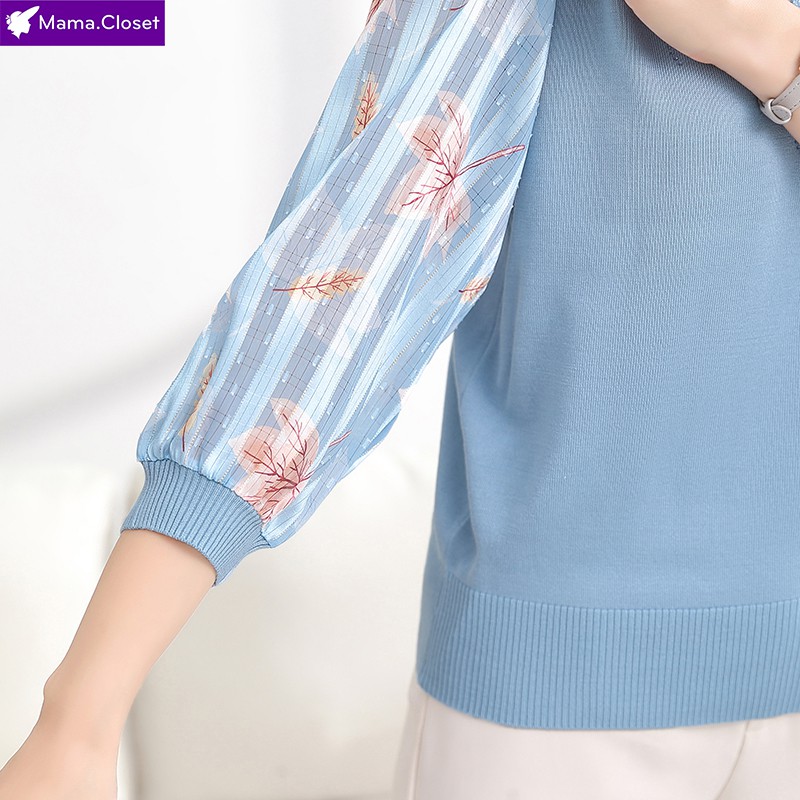 #TB7762 ÁO LEN TAY VOAN CỔ HỌA TIẾT REN THANH LỊCH DÀNH CHO PHỤ NỮ TRUNG NIÊN, QUÀ TẶNG MẸ 2021 | BigBuy360 - bigbuy360.vn