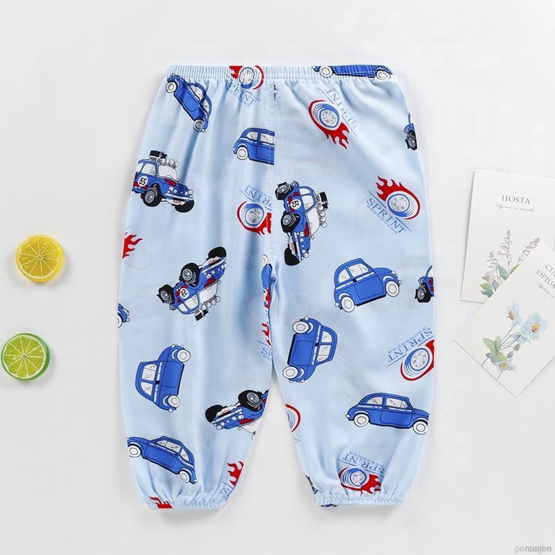 ruiaike  Summer Children Cartoon Anti-mosquito Pants Kids Breathable Air-conditioning Pants Elastic Long Trousers