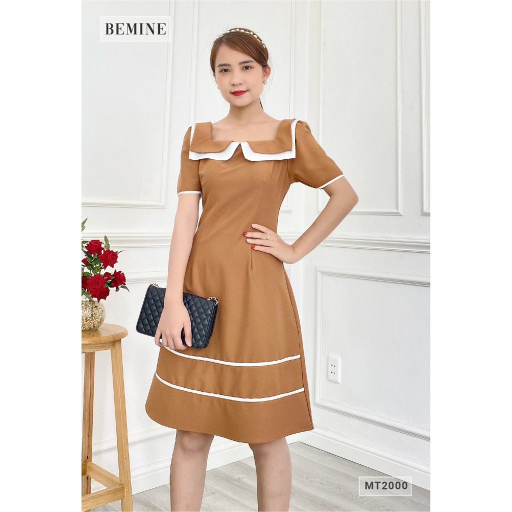 Đầm dự tiệc cổ phối trắng BEMINE MT2000DA | BigBuy360 - bigbuy360.vn