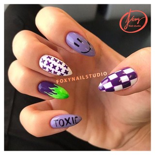 [Nailbox] Bộ móng giả hoạt hình tông tím siêu ngầu - dùng được nhiều lần